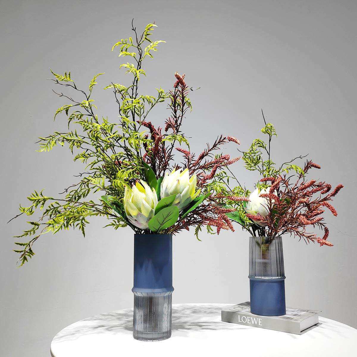 现代蓝色花器仿真花艺套装摆件样板房餐桌面家居卖场绿植假花摆设