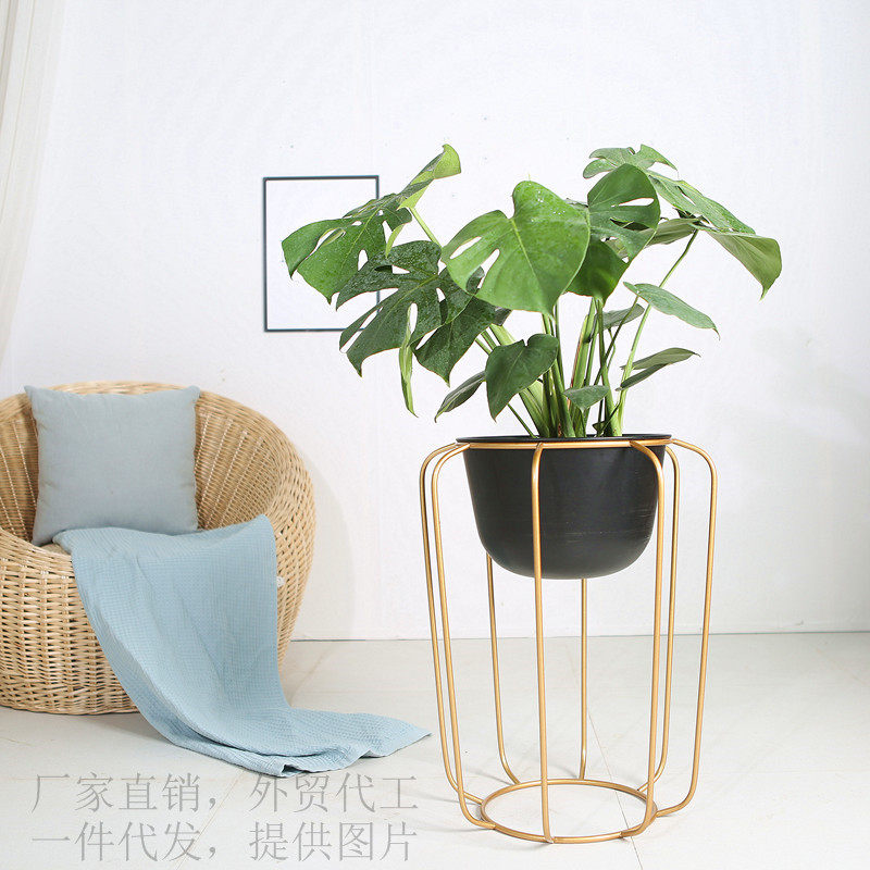 北欧铁艺花架金属花器阳台客厅卧室落地式铁艺简约创意绿植盆