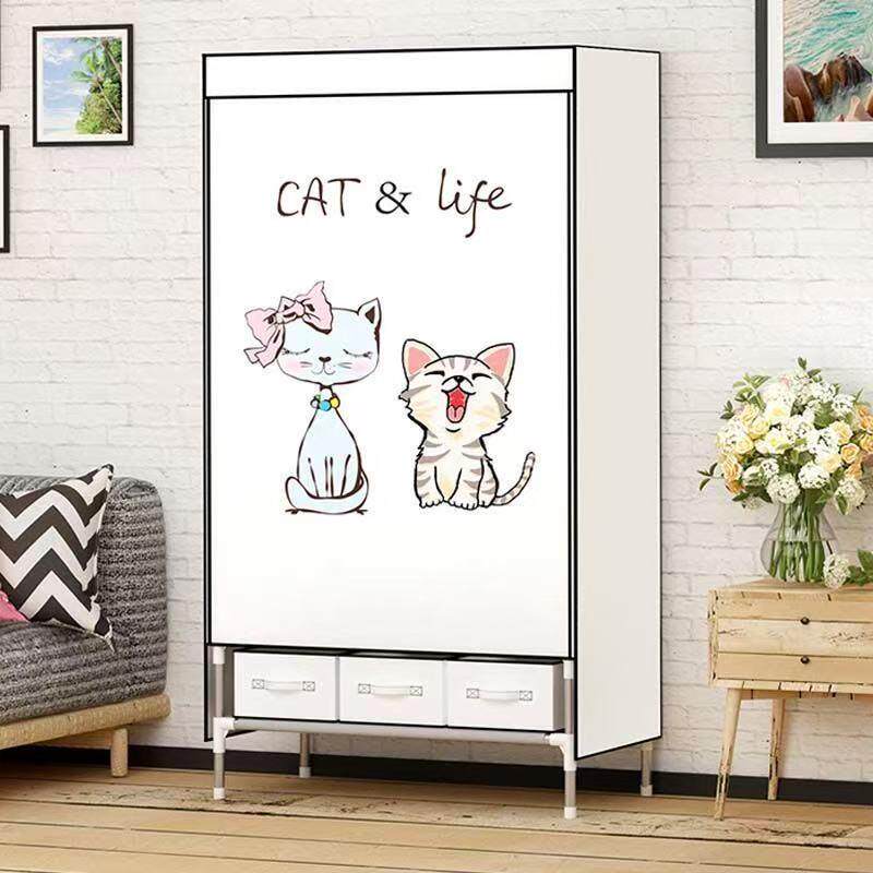 简易衣柜出租房用钢管加粗加固全钢架衣柜家用卧室加厚布橱布衣柜