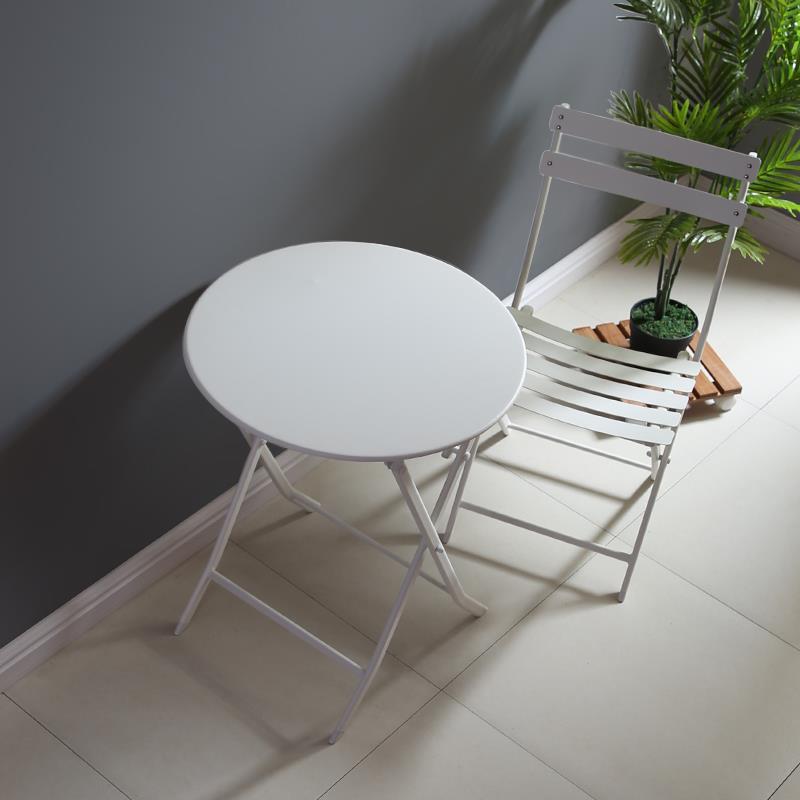 折叠桌子家用小型餐桌阳台简易小桌椅可折叠小圆桌小户型饭桌铁艺