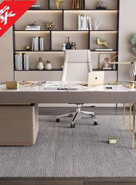 现代简约轻奢岩板书桌家用意式设计师电脑桌高端办公室桌椅写字台