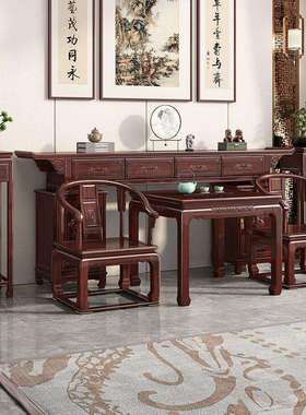 实木中堂六件套农村神台堂屋供桌新中式柜体条案翘头桌家用八仙桌