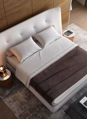 意式极简主卧室床豪华高端轻奢大气婚床宽屏双人床2米别墅大平层