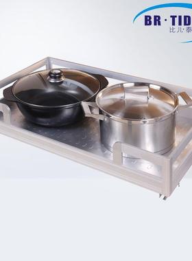 直销四边太空铝合金抽屉拉篮厨房橱柜拉篮置物架平底篮单层