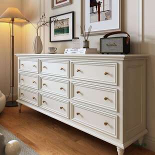 法式实木五七八九斗柜卧室白色柜子靠墙轻奢美式床尾收纳客厅复古