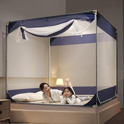 蒙古包蚊帐家用夏天1.8米支架固定宝宝防摔儿童1.5三开门卧室拉链