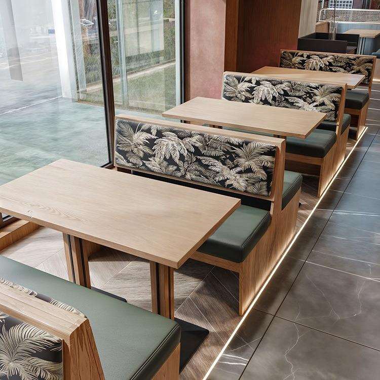 餐厅实木卡座沙发商用茶楼餐饮家具工业风餐桌烧烤店桌椅组合定