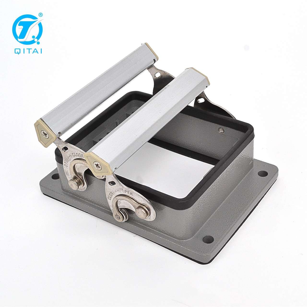 H32B-ST-1L重载连接器外壳下壳矩形双扣侧出顶出工业防水航空插头