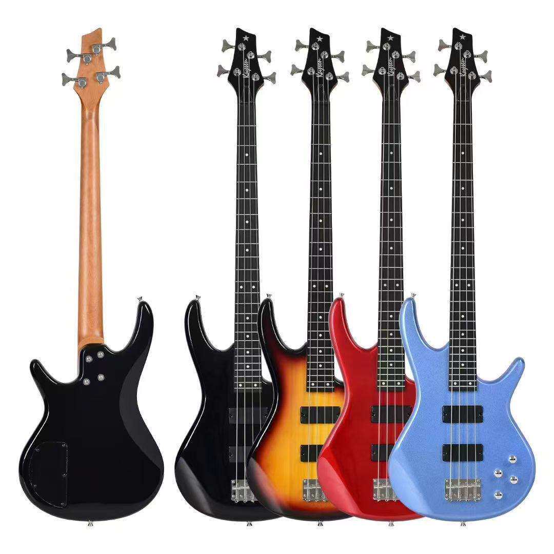 新款BASS贝斯碳化枫木低音吉他杨木琴体4弦电贝斯初学者入门