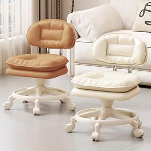 旋转矮凳特厚承重滑轮移动板凳斤带娃小凳子靠背椅成人万向轮金属