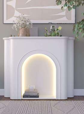 北欧法式奶油风展示柜民宿客厅壁炉柜发光置物柜白色室内装饰柜