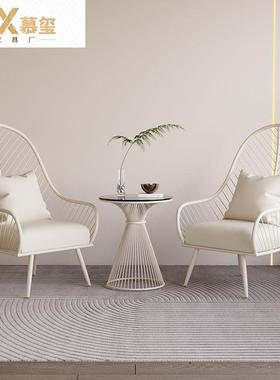 奶油风户外阳台休闲桌椅沙发椅简约单人茶几一桌庭院三件套组合