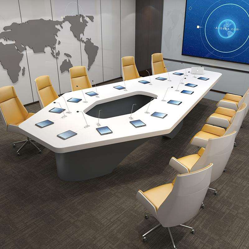 创意菱形会议桌烤漆大型会议桌长桌简约现代洽谈桌会议室桌椅组合