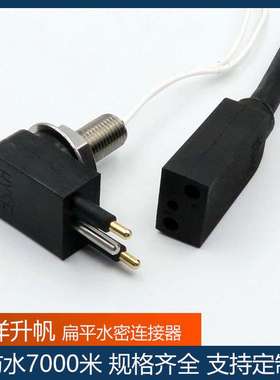 扁平水密连接器2芯 深水7000米耐压 公母对插连接线缆 SUBCONN互
