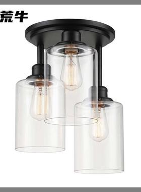 美式现代简约玻璃吸顶灯客厅卧室过道走廊厨房铁艺吸顶灯