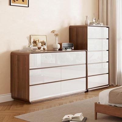 梳妆台斗柜一体卧室实木色床尾收纳柜简约现代化妆台转角书桌新款