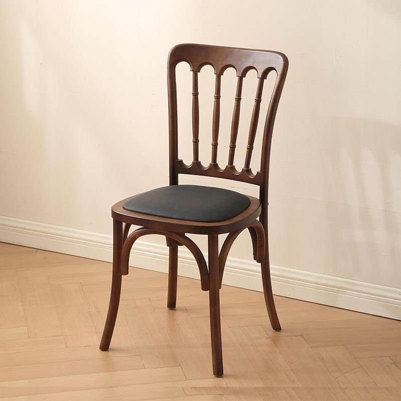 实木餐桌椅复古风美式餐椅藤编餐厅拿仑椅子家用简约靠背椅凳子