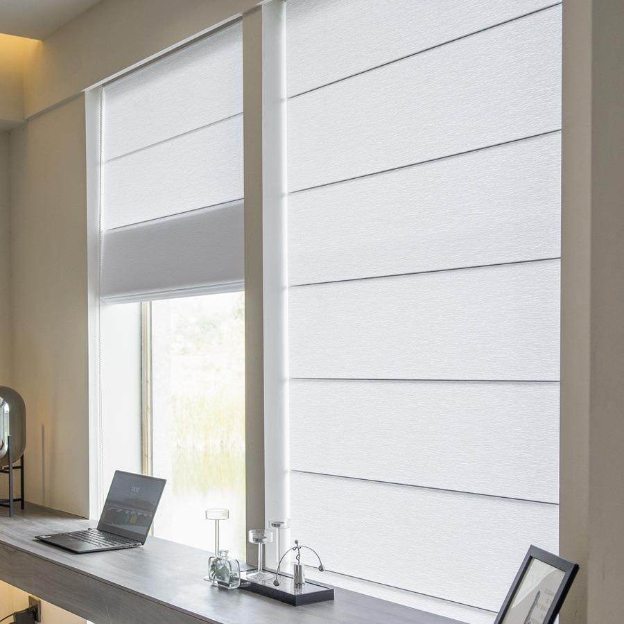 美尔耐罗马帘窗帘卷拉式遮光办公室客厅书房卧室升降折叠百叶定