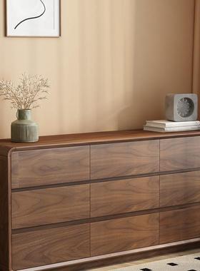 全实木九斗柜卧室靠墙置物抽屉床尾储物柜立柜胡桃色五斗柜收纳柜