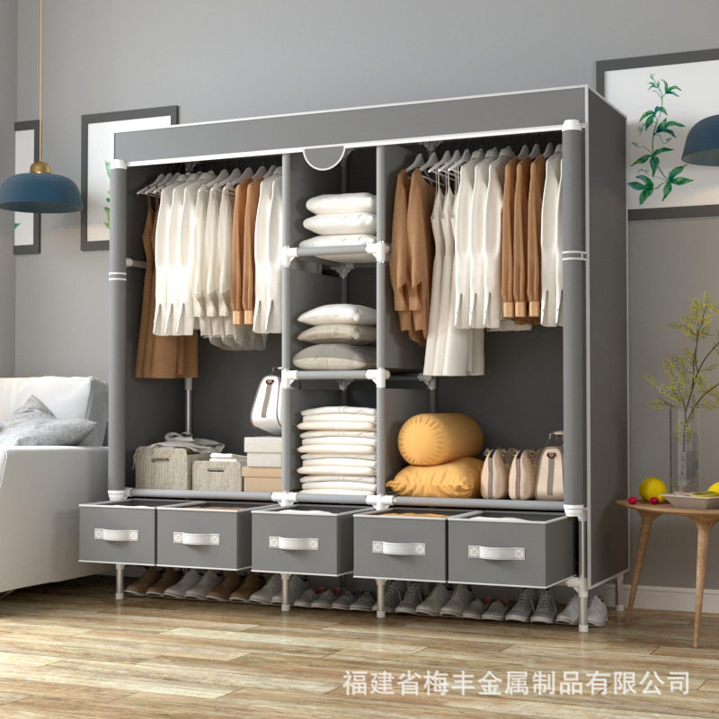哇噢19mm加粗钢管拉链布衣柜