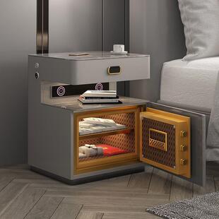 智能床头柜带保险箱一体多功能家用卧室收纳简约现代轻奢高级感