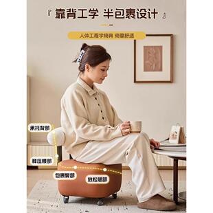 滑轮矮凳溜溜凳客厅家用靠背实木万向轮沙发凳子可移动板凳小椅子