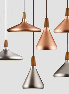 北欧餐厅吊灯三头现代简约卧室床头灯木艺创意个性吧台单头小吊灯