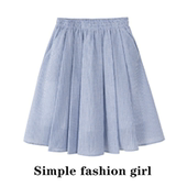 高腰浅蓝色百褶裙女春夏2025新款 半身裙宽松A字裙设计感气质裙子