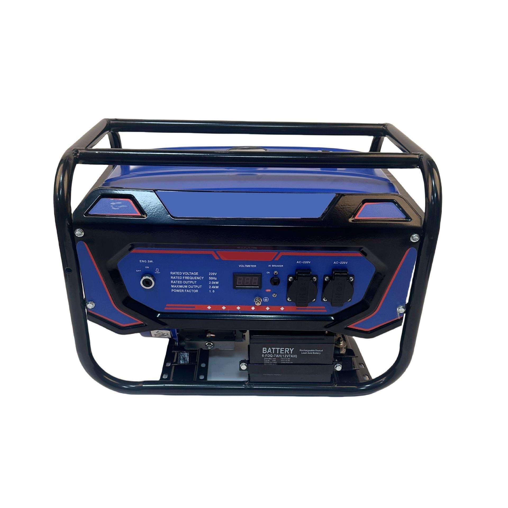 蓝色基础款2-5KW外贸家庭备用工地施工露营应急汽油发电机