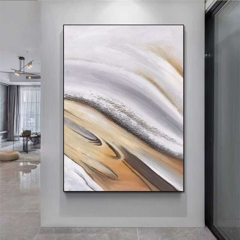 手绘油画高档现代客厅装饰画抽象立体肌理画极简玄关挂画大幅落地图片