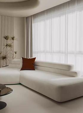 意式客厅现代设计师款弧形布艺沙发奶油风组合异形斜转角大小户型