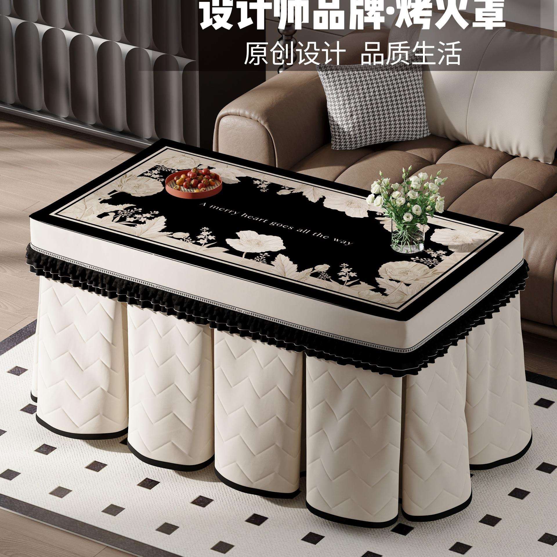 2025新款中古风烤火罩加厚烤火桌罩套长方形电炉罩电烤炉取暖桌罩