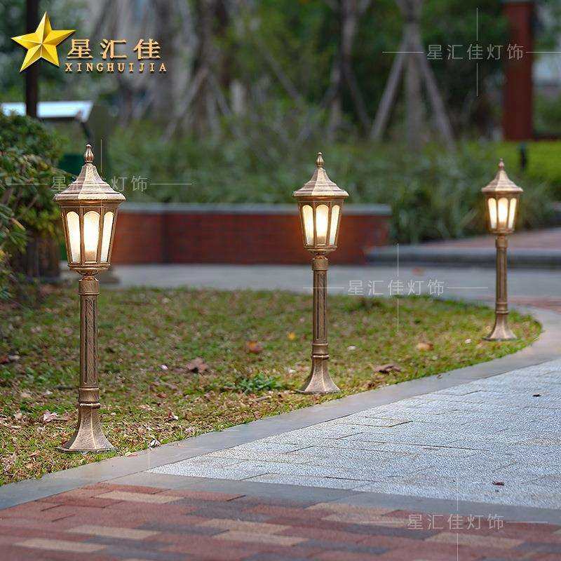 花园灯家用院子接电超亮户外防水草地小区别墅庭院复古高杆草坪灯