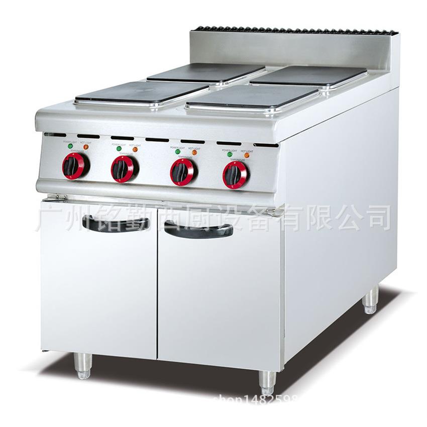 EH-887商用立式电热四头方形板煮食炉连柜座炉