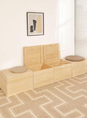 实木榻榻米木箱储物箱拼床长方形可坐收纳箱加宽