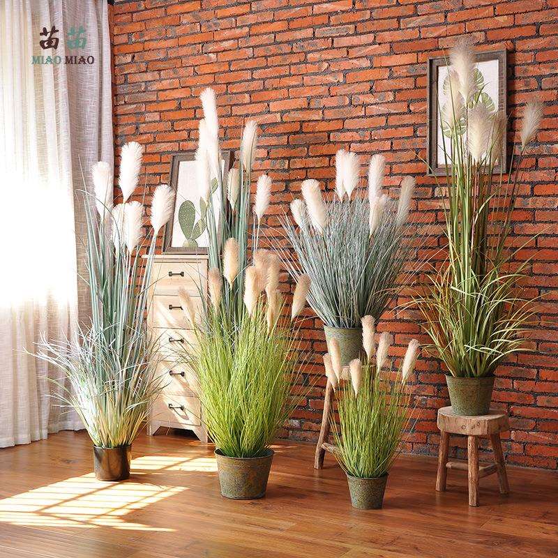 现货仿真绿植芦苇盆栽狗尾植物室内造景花艺装饰摆件假花拍照道具