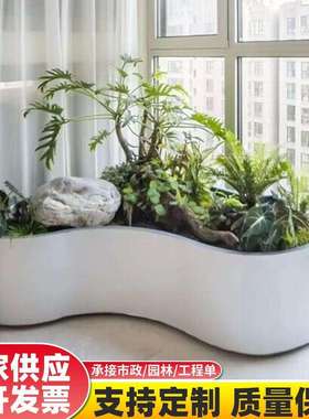 可定不锈钢花箱庭院花园布置造景花盆成品阳台花箱l型花箱组合铁