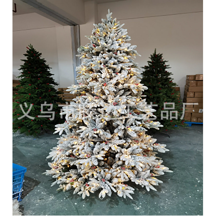 热销圣诞仿真植绒雪树LED灯摆件