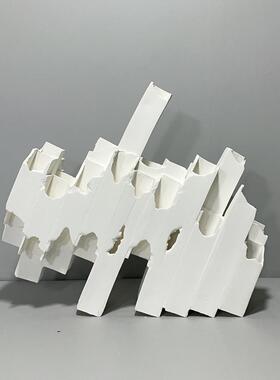 极简轻奢白色陶瓷倾斜方管花插创意花瓶饰品样板房售楼处客厅摆件