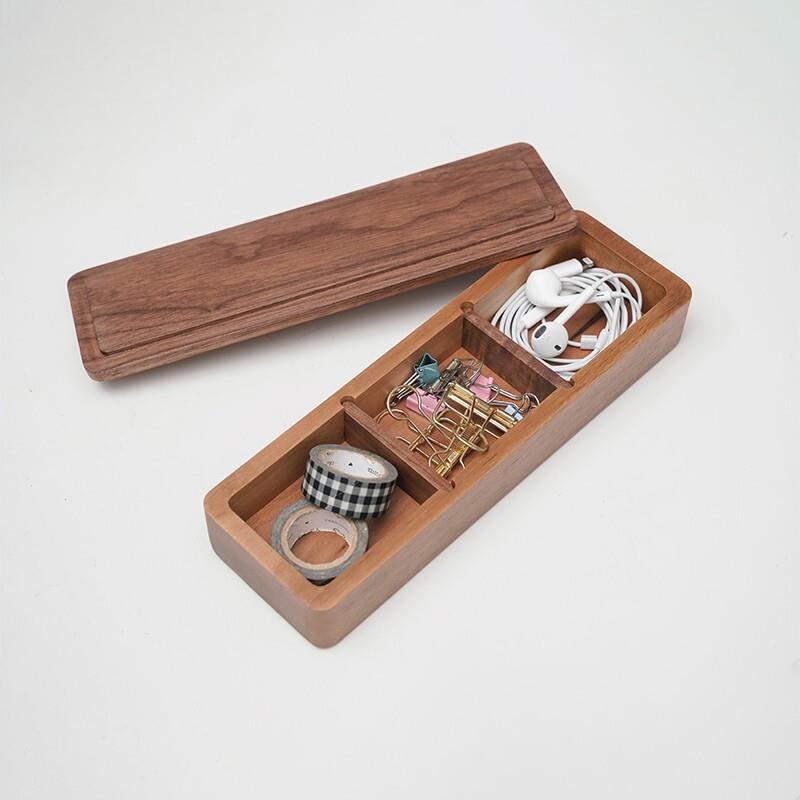 创意简约木质收纳盒桌面抽屉内分格整理盒橡皮胶带学习用品储物盒