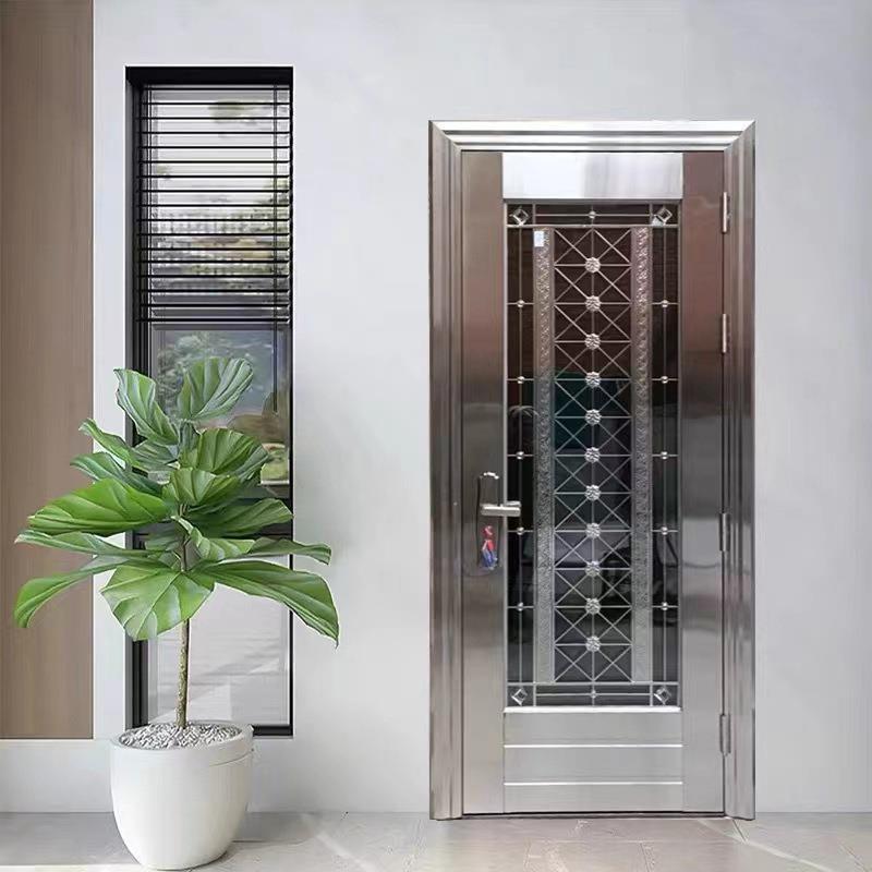 不锈钢门304防盗门大门双开门乡村阳台玻璃门家用单门工厂直销