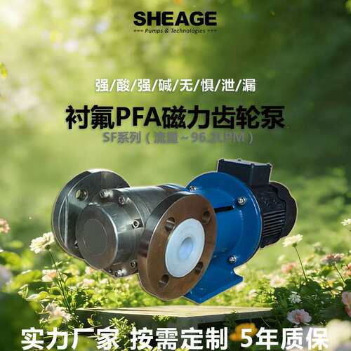 金属电镀氟硅酸内衬PFA氟塑料化工泵SHEAGE SF604-CM磁力齿轮泵