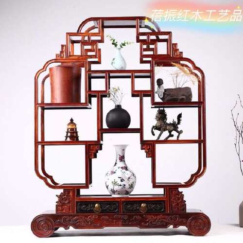 厂家 老挝大红酸枝云龙方形博古架多宝架木质宝瓶形陈列架摆件