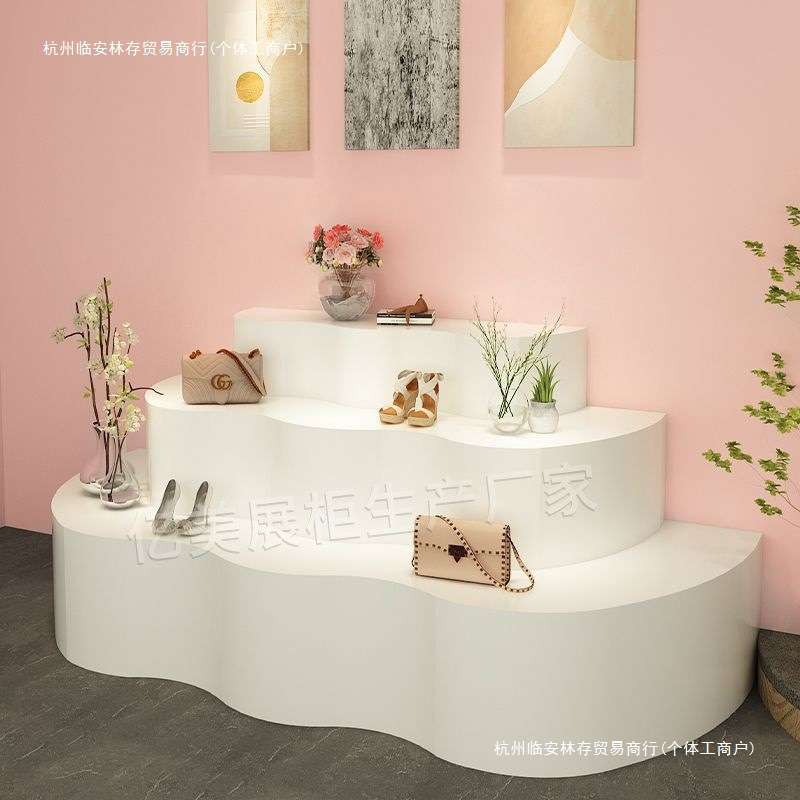 中岛台展示台鲜花鞋包服饰店展示柜流水异形网红展示柜中岛云朵台