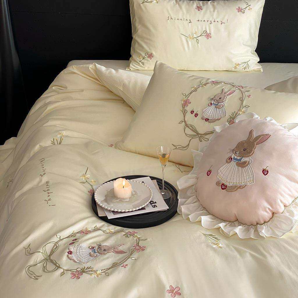少女心高支长绒棉四件套全棉纯棉萌兔刺绣被套床单春夏款床上用品,鲜花速递/花卉仿真/绿植园艺,割草机/草坪机,淘宝优惠券,粉丝福利购,淘宝优惠卷