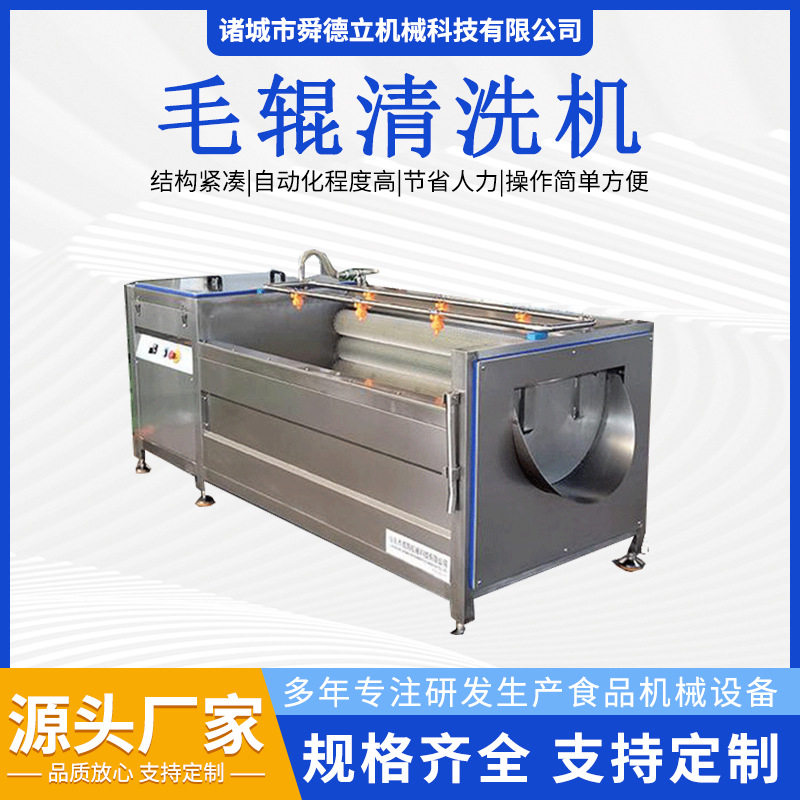 大型全自动毛刷土豆清洗机 商用红薯马蹄生姜毛辊去泥去皮机