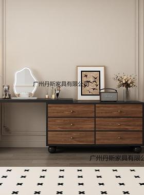 梳妆台卧室简约2025新款中古现代收纳柜斗柜一体网红小型柜化妆桌