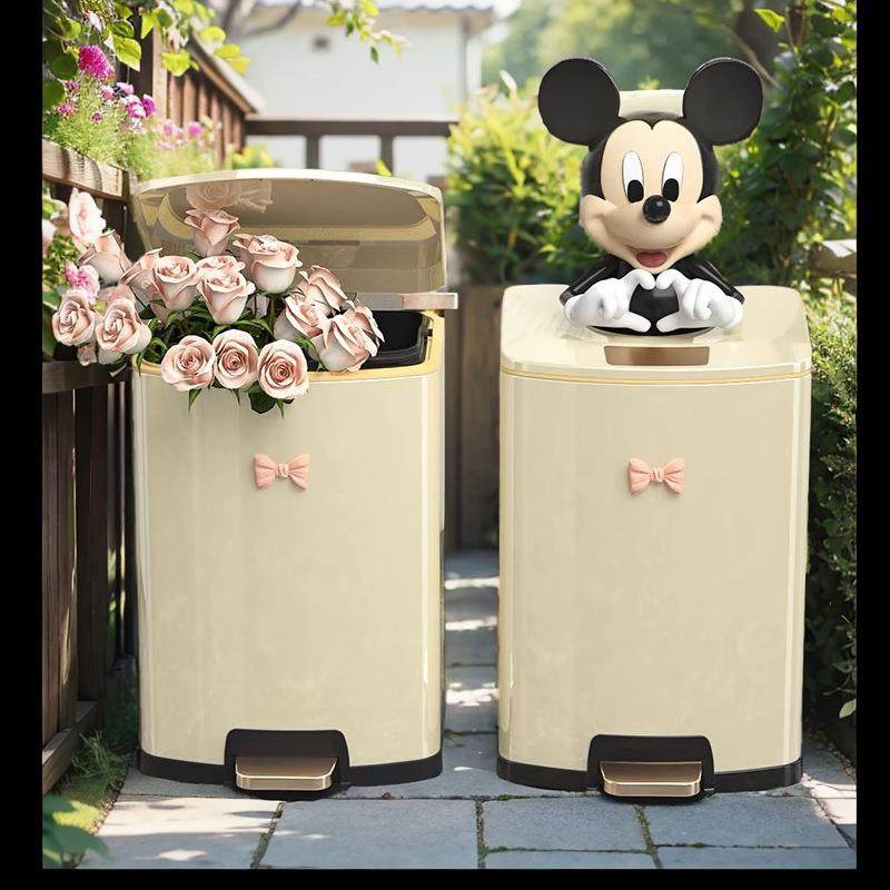 轻奢脚踩垃圾桶家用不锈钢带盖大容量高颜值客厅厨房脚踏式卫生桶