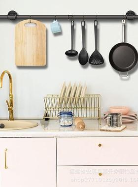 服装架工业风水管挂衣架上墙展示架衣帽壁挂式铁艺衣架毛巾架