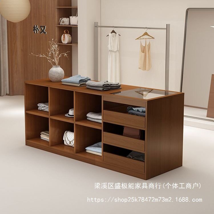 服装店中岛收银台展示柜台玻璃摆件陈列饰品陈列柜流水展示台吧台